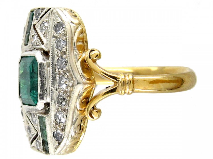 Emerald & Diamond Art Deco Ring The Antique Jewellery Company