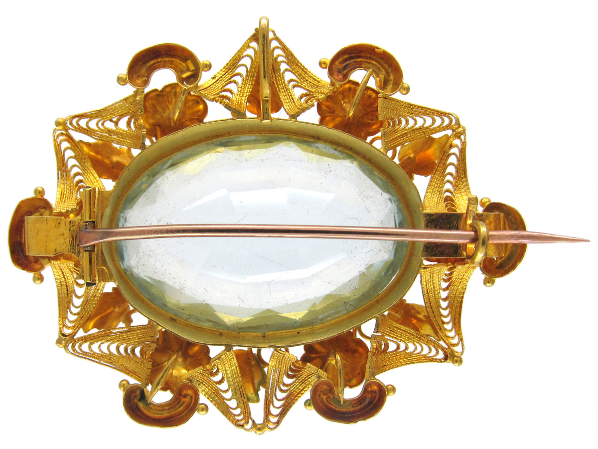 Large Aquamarine 18ct Gold Regency Brooch The Antique Jewellery Company