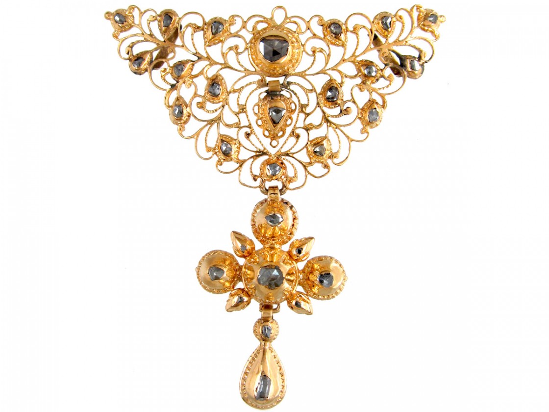 Early 18th Century Spanish Diamond Gold Pendant The Antique Early 18th Century Spanish Diamond Gold Pendant