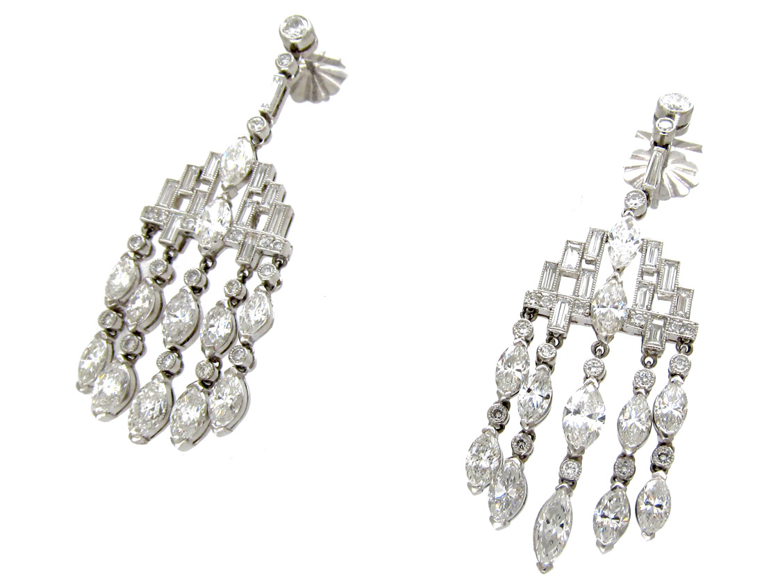 Diamond Chandelier Drop Earrings The Antique Jewellery Company