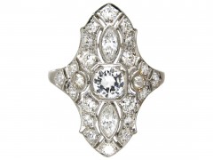 Art Deco Diamond Marquise Shaped Ring - The Antique Jewellery Company
