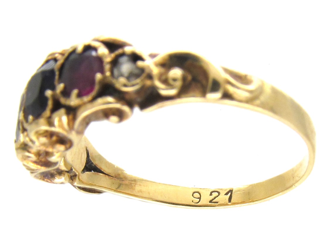 15ct Gold Regency Multi Stone Ring spelling Regard The Antique Jewellery Company