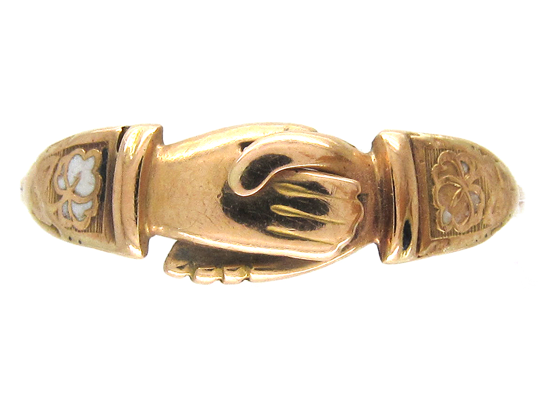 Gold Georgian Opening Hands Fede Gimmel Ring - The Antique ...