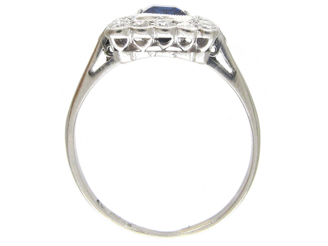 Art Deco Platinum, Sapphire & Diamond Rectangular Ring - The Antique ...