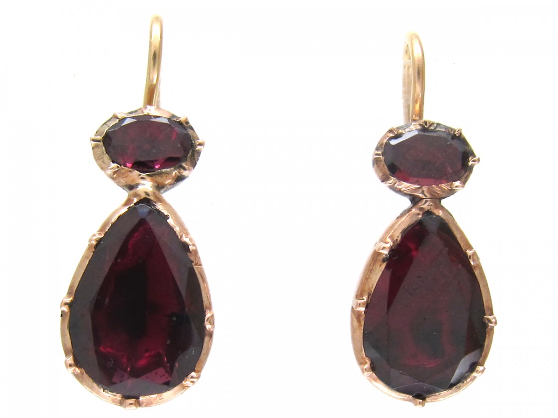 Georgian Flat Cut Garnet Earrings The Antique Jewellery Company Georgian Flat Cut Garnet Earrings