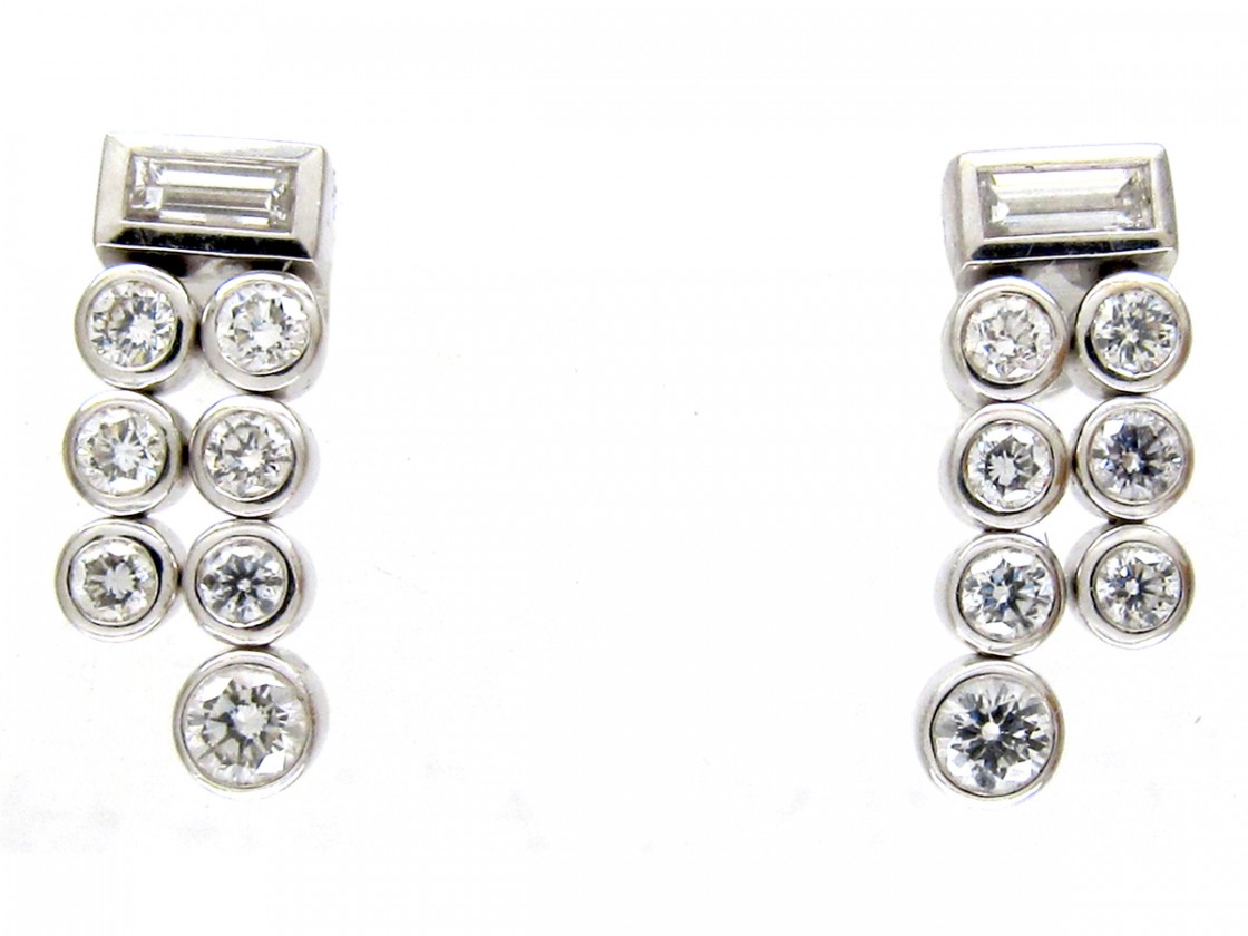 Diamond Drop Earrings By De Beers The Antique Jewellery Company Diamond Drop Earrings By De Beers