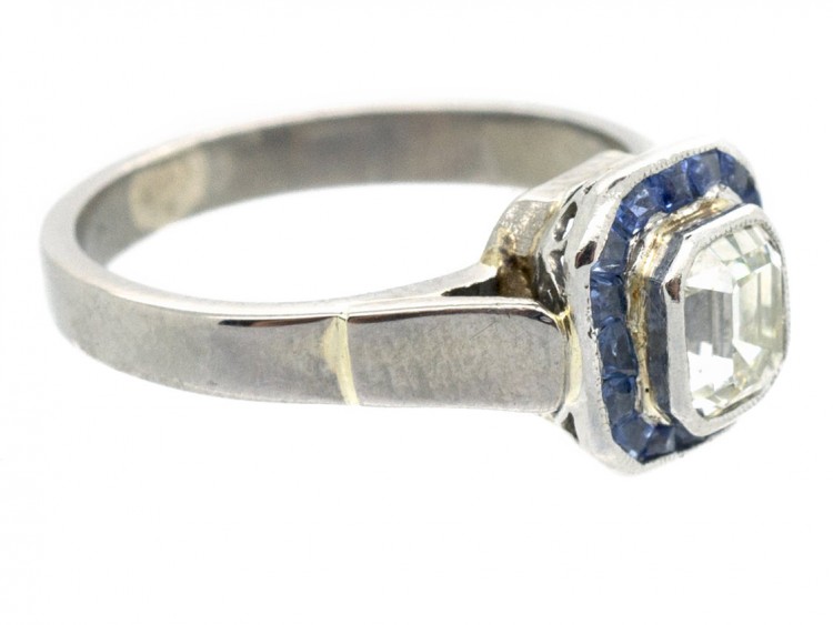 Art Deco 18ct White Gold Sapphire & Diamond Ring - The Antique