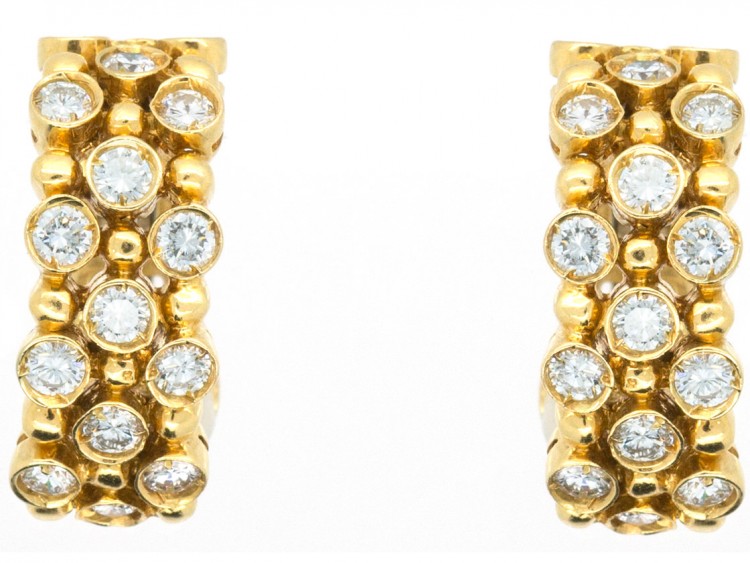 High Carat Gold Diamond Hoop Clip On Earrings - The Antique Jewellery ...