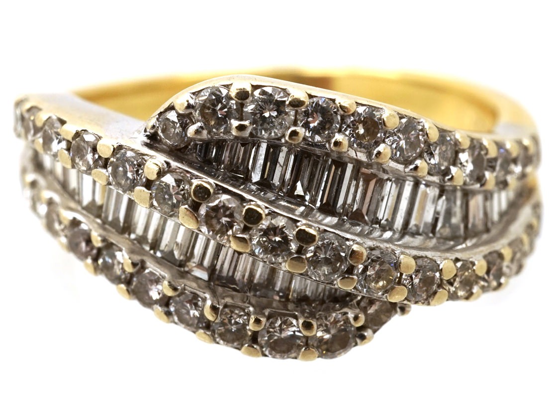 18ct Gold Diamond Twist Ring The Antique Jewellery Company