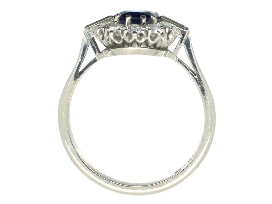 Art Deco Platinum, Diamond & Sapphire Ring - The Antique Jewellery Company