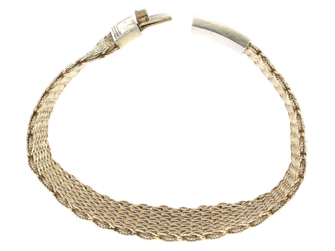 Victorian Woven Silver Bracelet with Swallow Motif Clasp The Antique