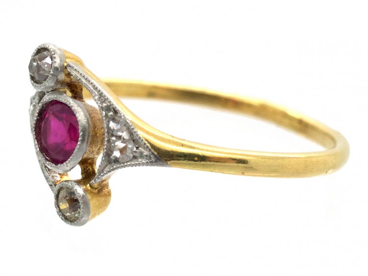 Edwardian Ruby & Diamond Ring - The Antique Jewellery Company