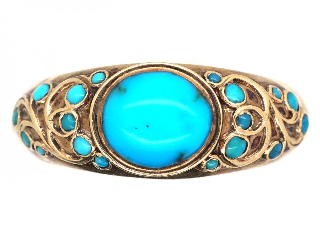 Regency 18ct Gold & Turquoise Ring - The Antique Jewellery Company