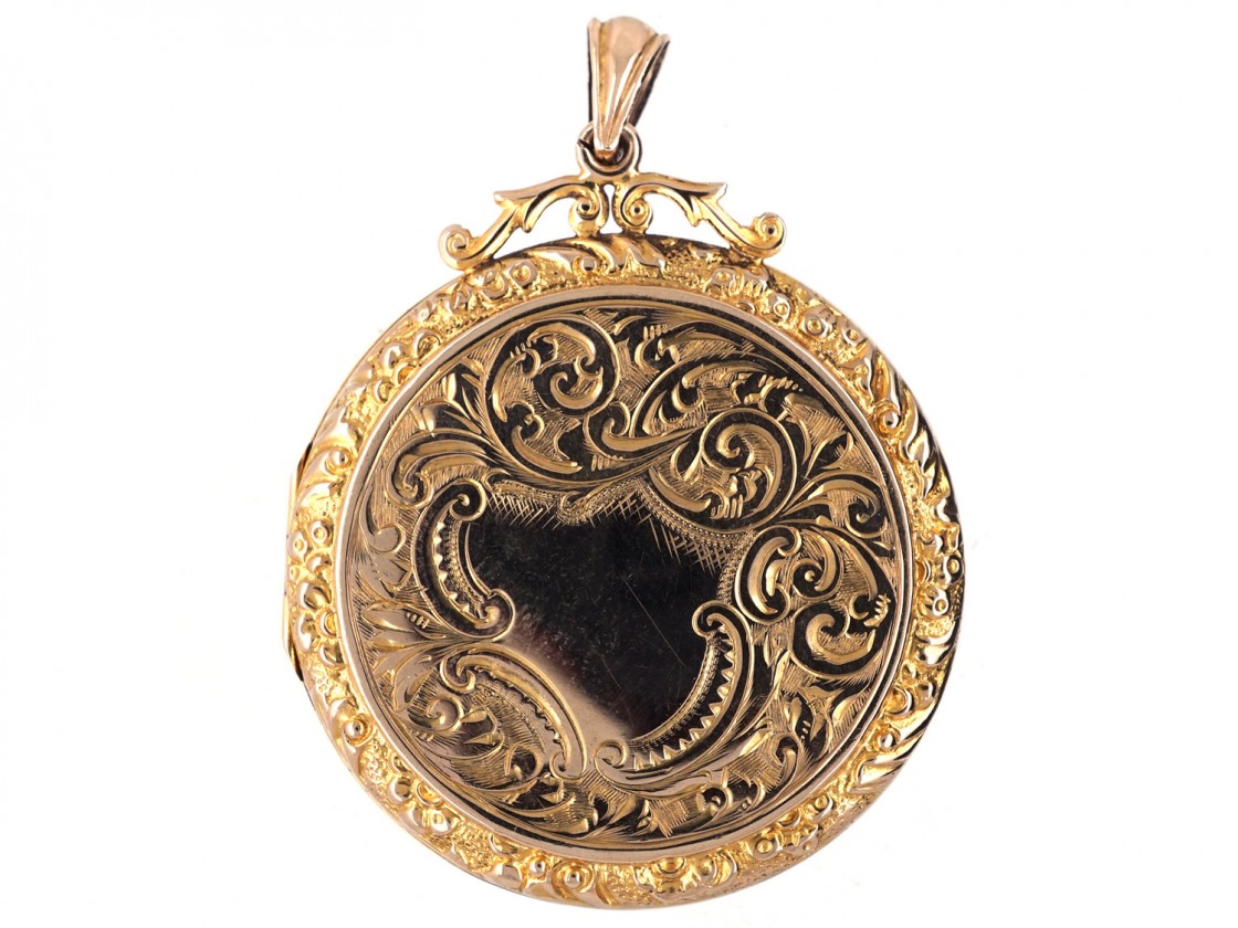 9ct Gold Large Round Locket Pendant - The Antique ...
