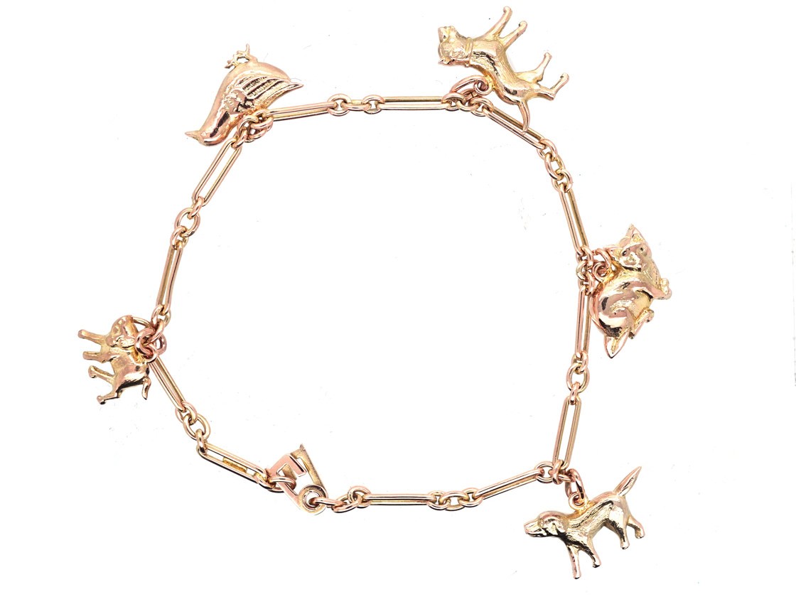 9ct Gold Animal Charm Bracelet The Antique Jewellery Company 9ct Gold Animal Charm Bracelet
