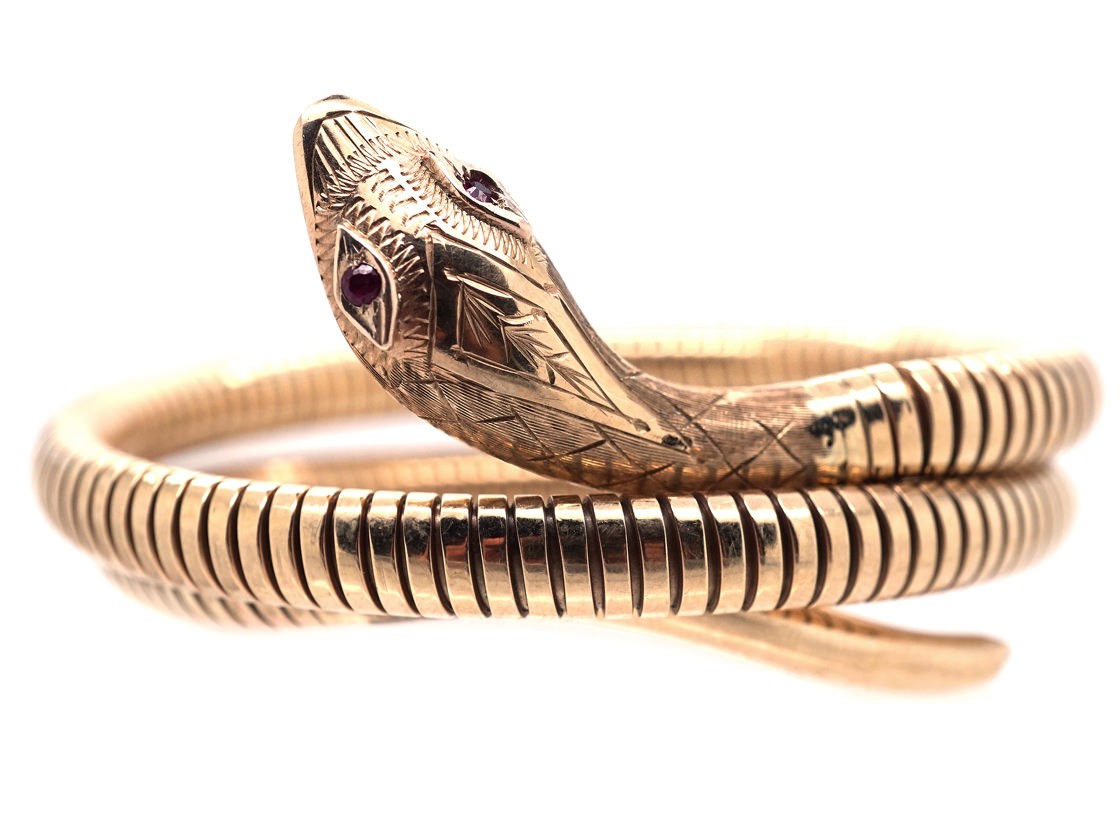 1960s 9ct Gold Coily Snake Bracelet The Antique Jewellery Company 1960s 9ct Gold Coily Snake Bracelet