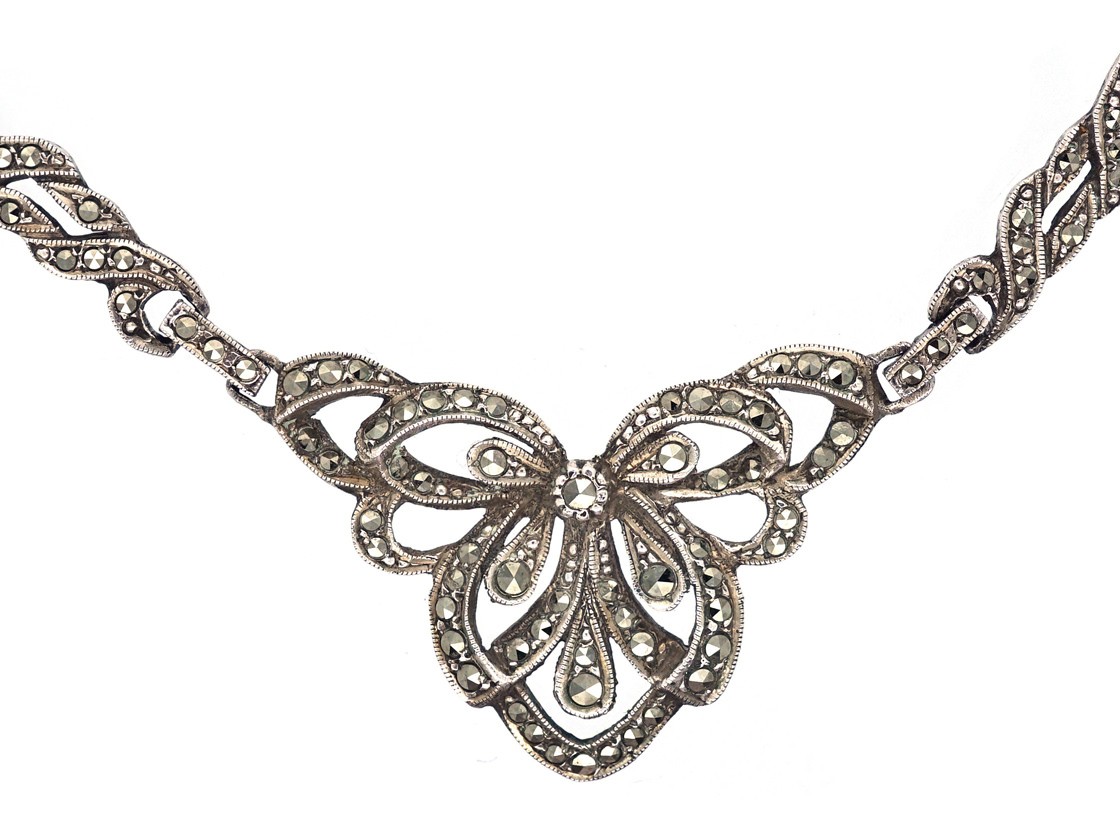 Art Deco Silver & Marcasite Necklace The Antique Jewellery Company