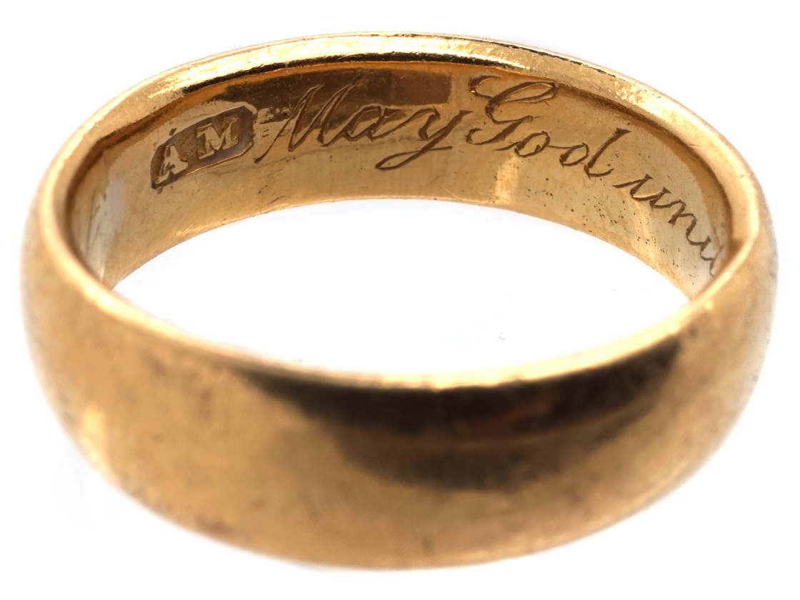 18ct Gold Wedding Ring With Inscription Inside The Antique Jewellery