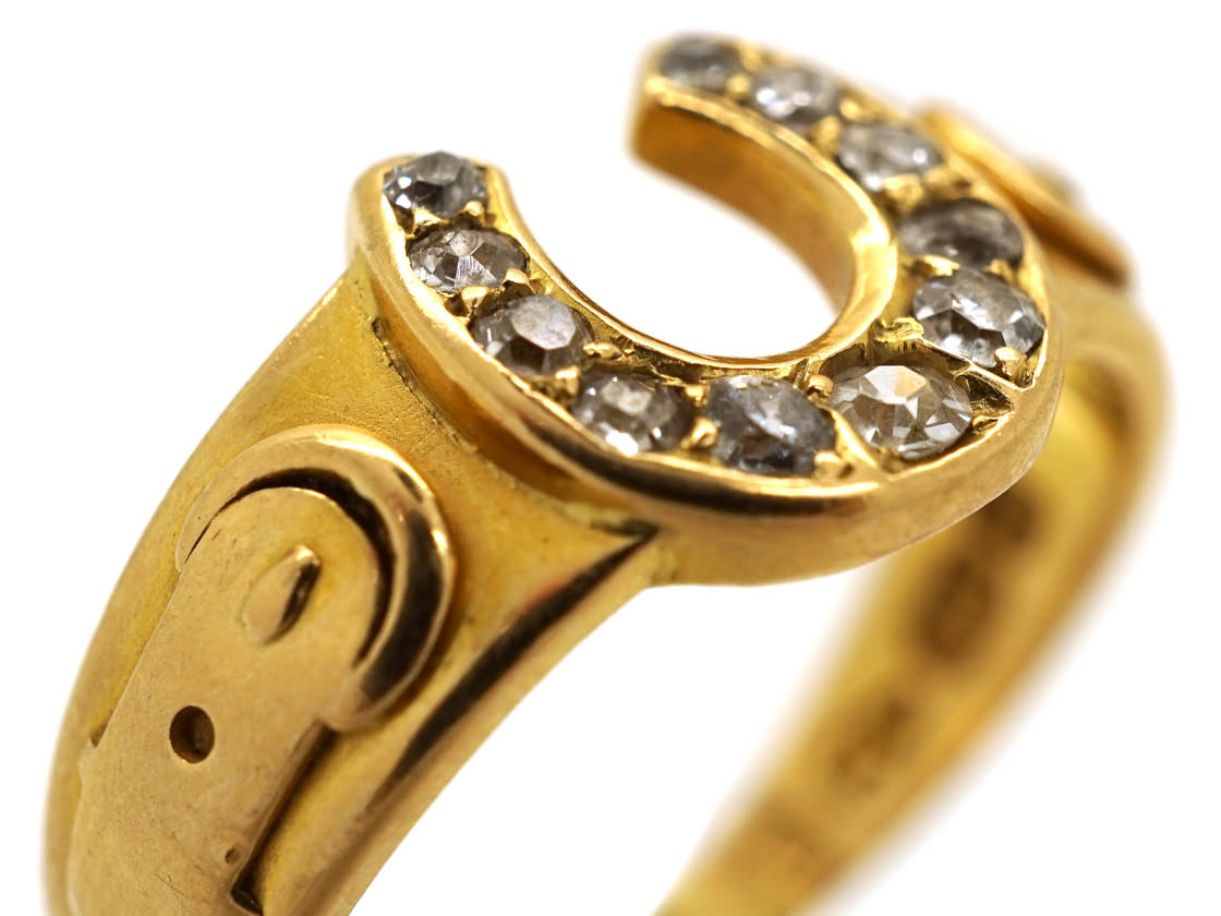 Victorian 18ct Gold & Diamond Horseshoe Ring The Antique Jewellery
