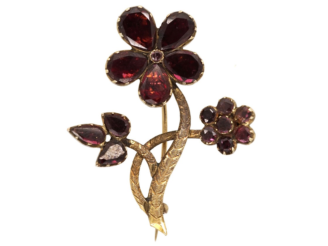 Georgian Gold & Almandine Garnet Pansy Brooch - The Antique Jewellery ...