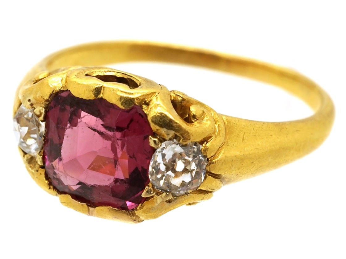 Victorian Natural Pink Spinel & Diamond Ring - The Antique Jewellery ...