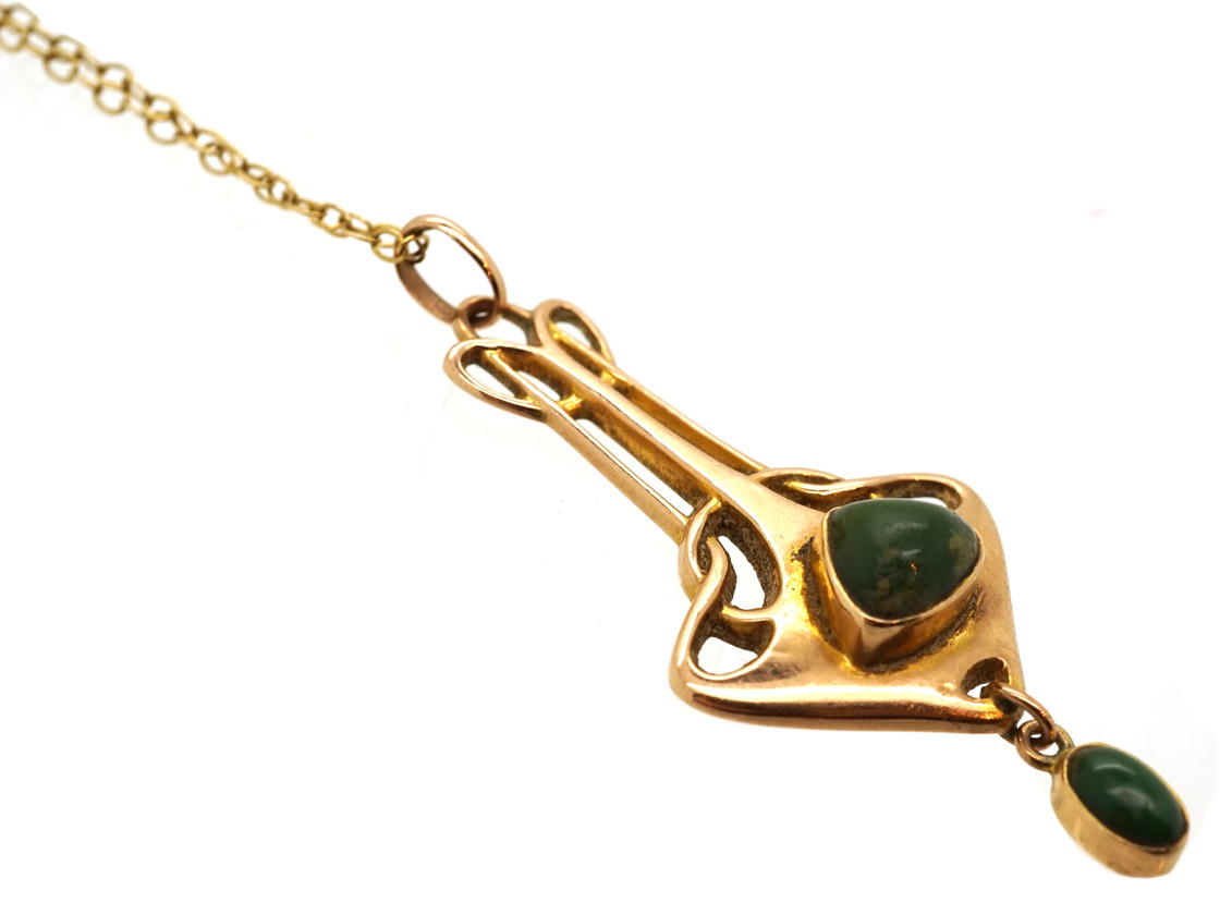 Art Nouveau 9ct Gold Pendant on Chain by Henry Joseph The