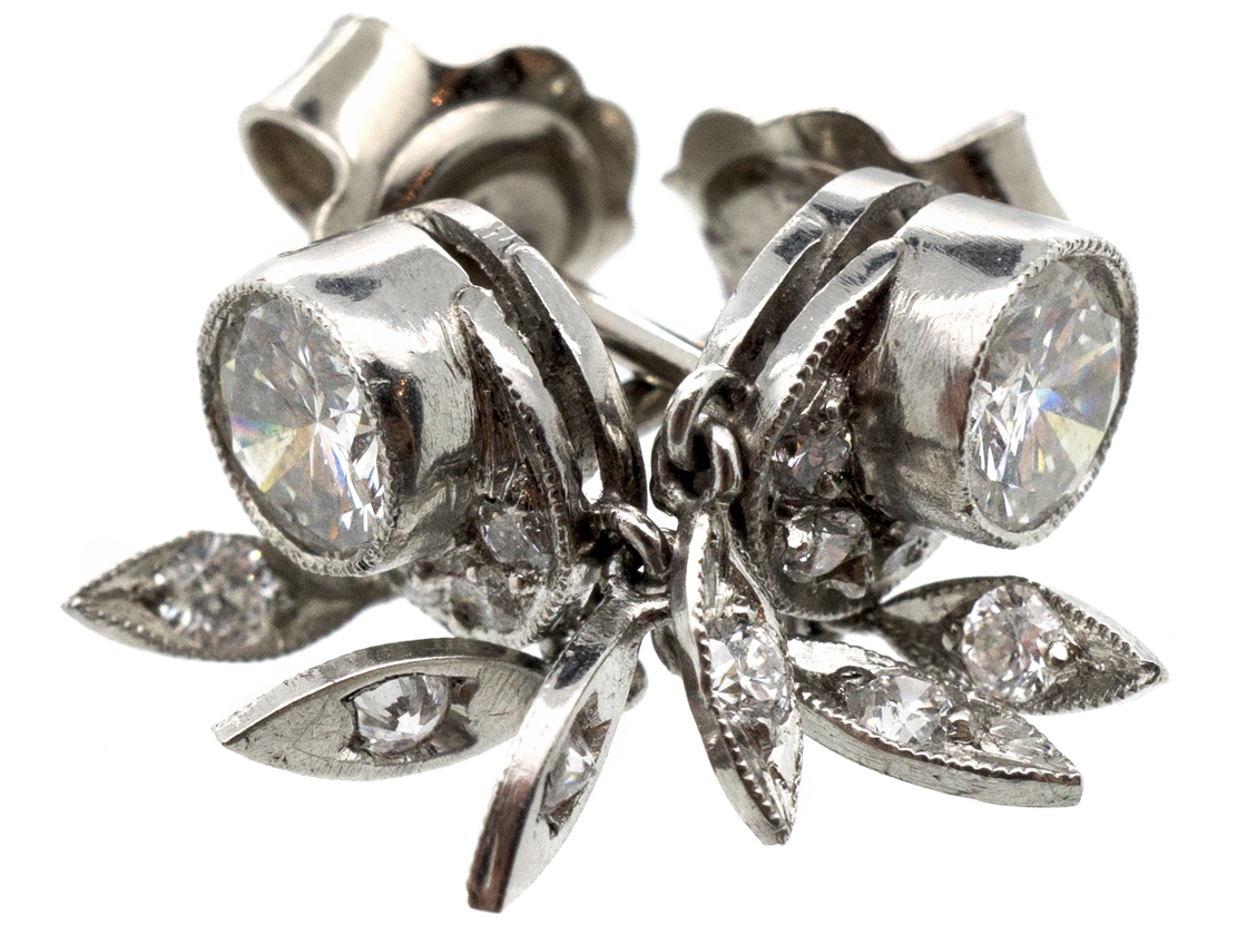 Edwardian Diamond Stud Fringe Earrings The Antique Jewellery Company