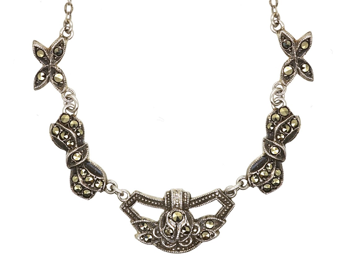 Art Deco Silver & Marcasite Necklace The Antique Jewellery Company
