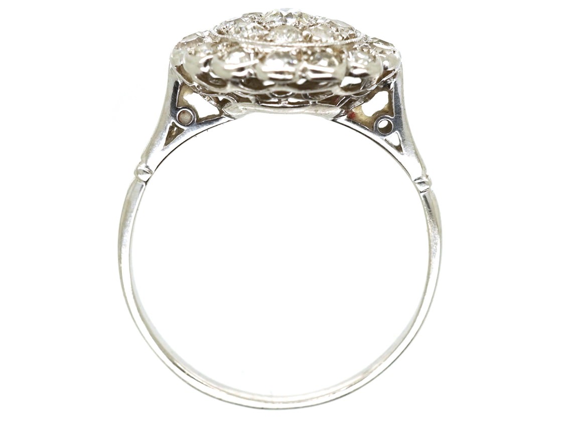 Edwardian Platinum & Diamond Triple Row Cluster Ring - The Antique ...