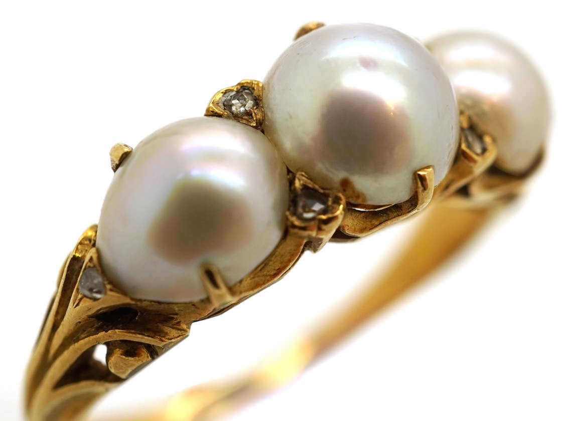 Victorian 18ct Gold & Natural Pearl Ring The Antique Jewellery Company