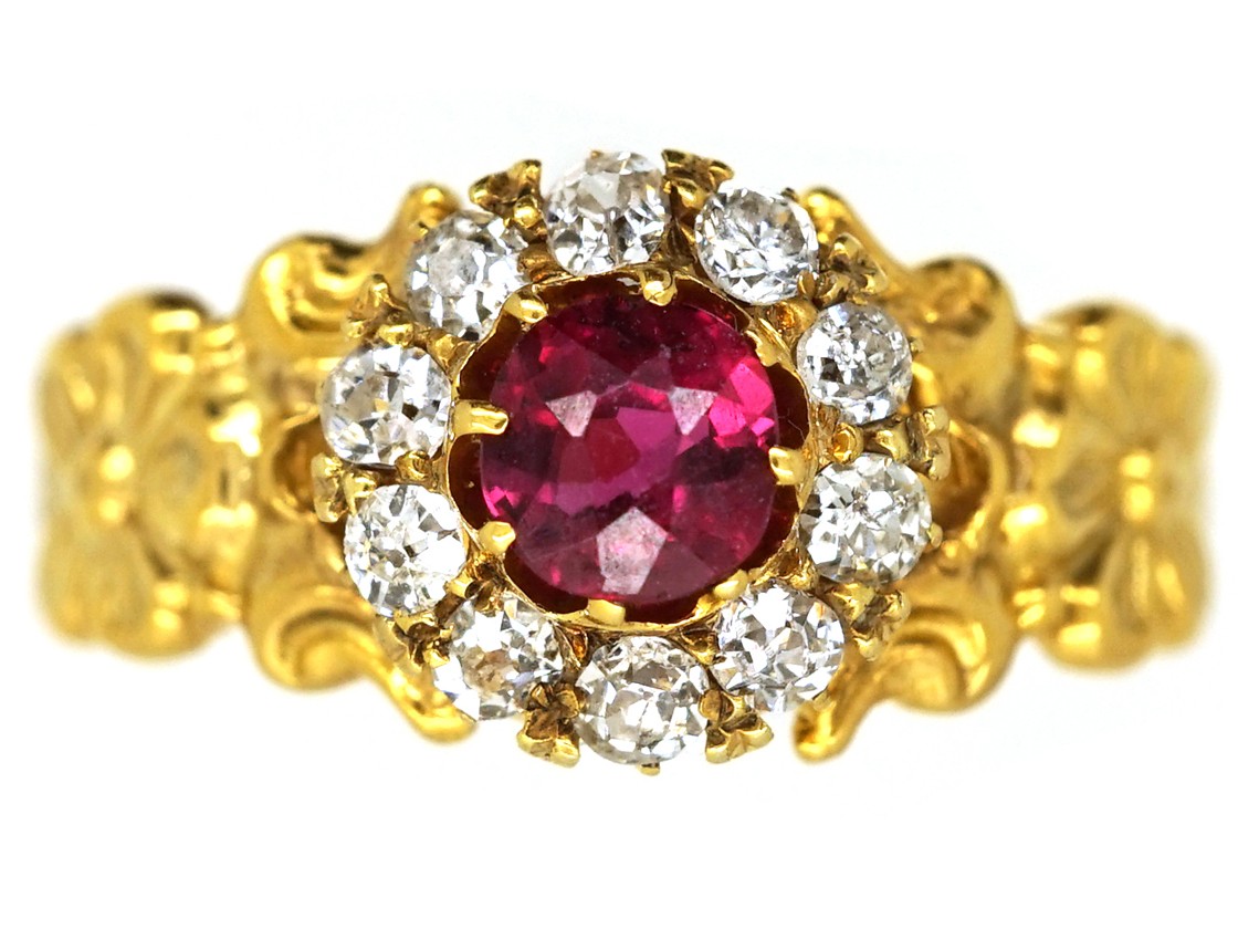 Art Nouveau 18ct Gold Ruby Diamond Cer Ring The Antique Art Nouveau 18ct Gold Ruby Diamond Cer Ring