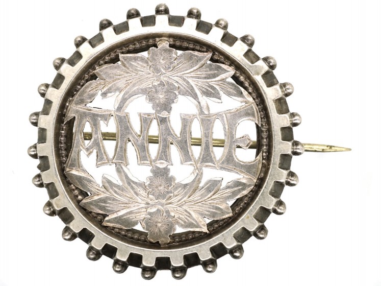 victorian silver name brooches