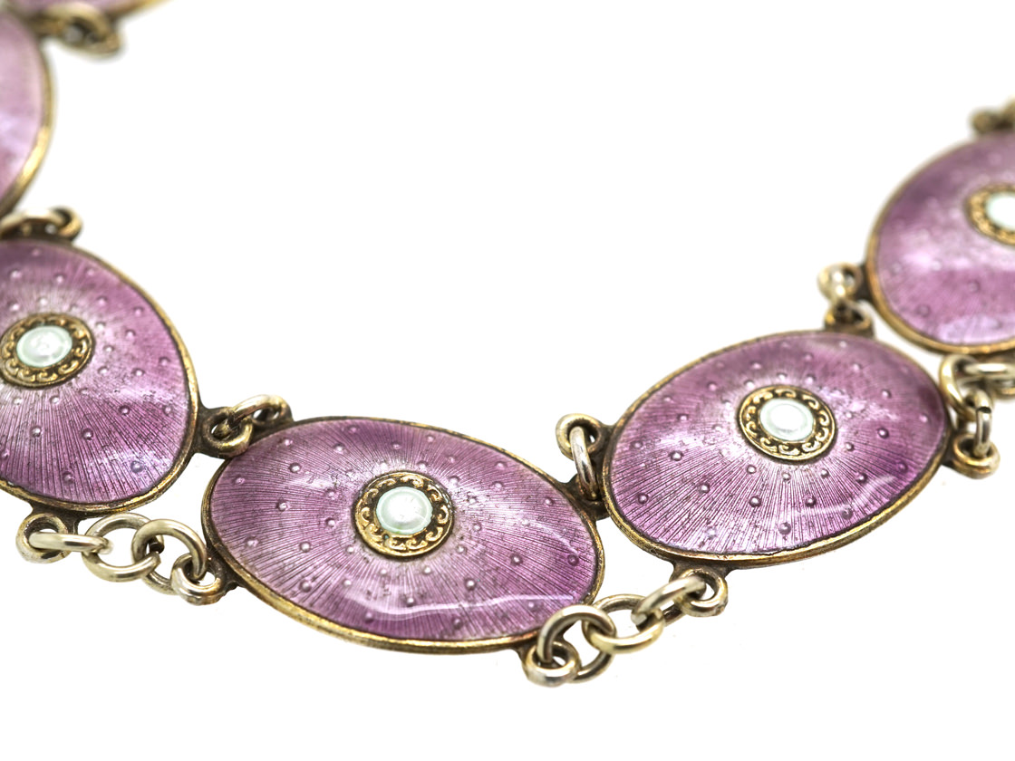 Silver & Enamel Necklace By J. Tostrup The Antique Jewellery Company