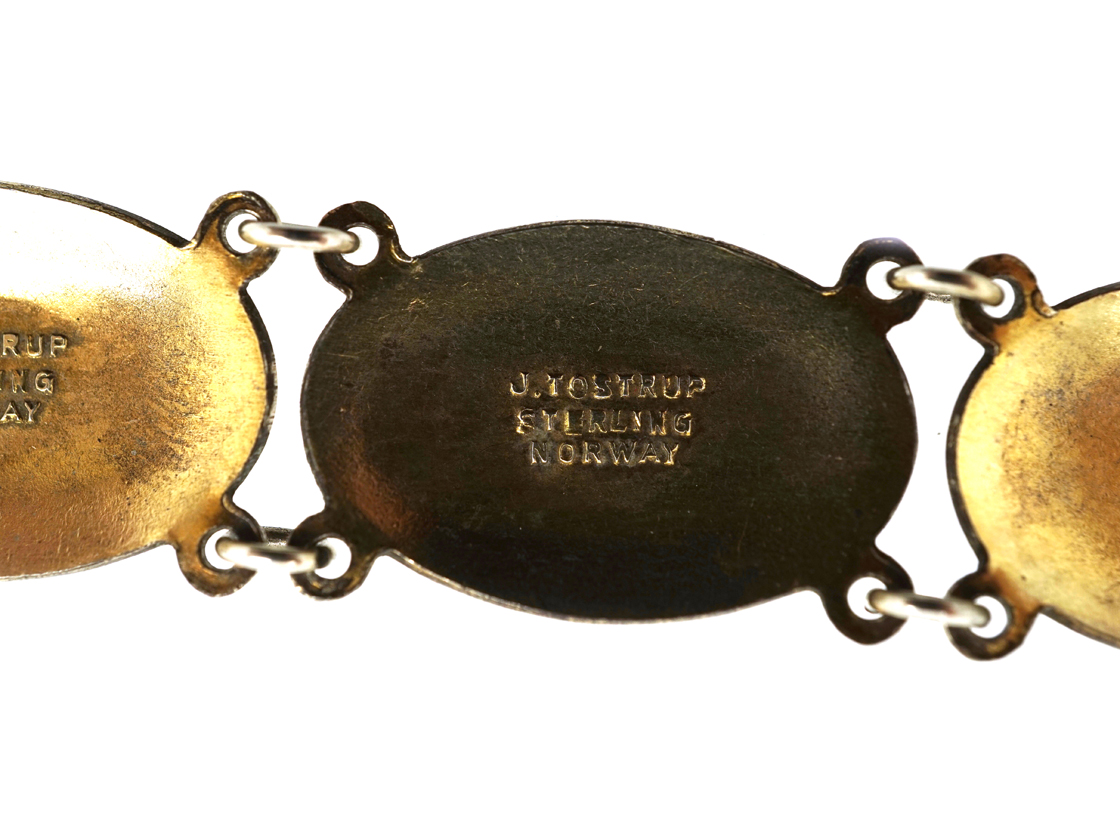 Silver & Enamel Bracelet By J. Tostrup The Antique Jewellery Company