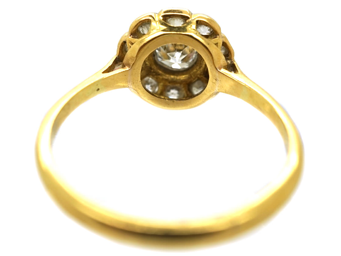 Edwardian 18ct Gold & Diamond Daisy Cluster Ring - The Antique ...