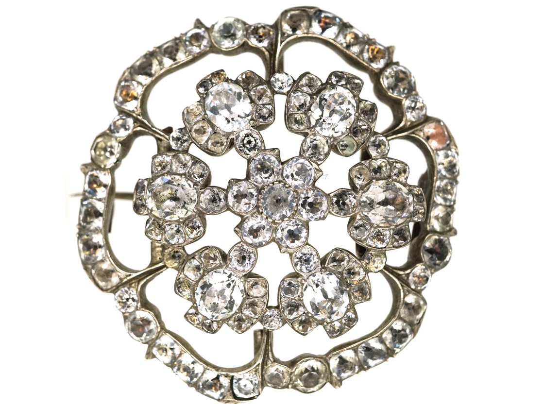 Silver & Paste Flower Brooch The Antique Jewellery Company