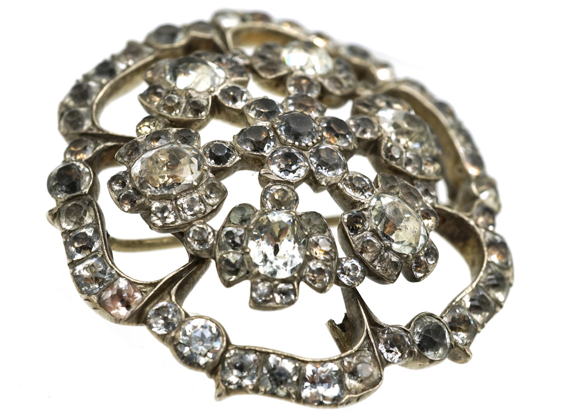 Silver & Paste Flower Brooch The Antique Jewellery Company