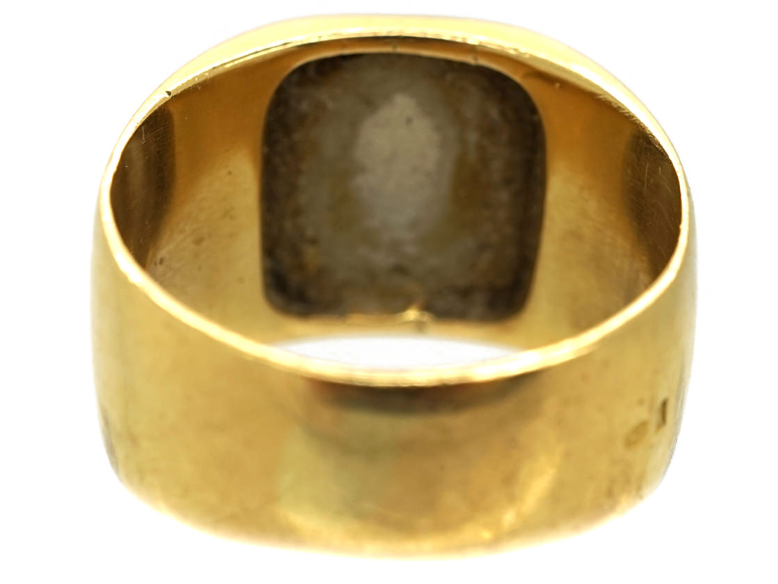 French Platinum & 18ct Gold Signet Ring - The Antique Jewellery Company