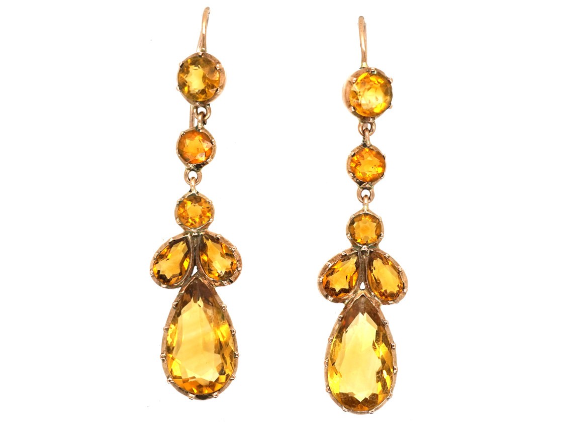 Victorian Gold Citrine Drop Earrings The Antique Jewellery Company Victorian Gold Citrine Drop Earrings