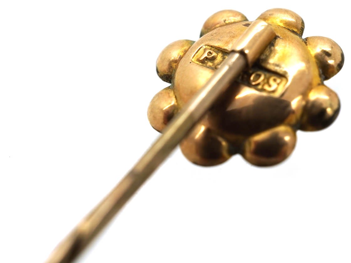 Edwardian 9ct Gold Tie Pin Set with a The Antique Jewellery